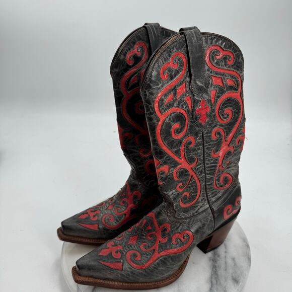 Tony Lama black and red western cowgirl boots - Picture 6 of 6